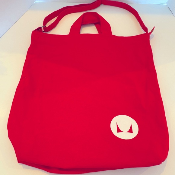 BAGGU Handbags - Herman Miller Red Canvas Tote with handles & adjustable shoulder strap.  New